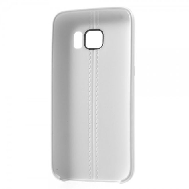 Samsung Galaxy S7 Elastische Plastik Cover Hülle mit langer Naht - weiss