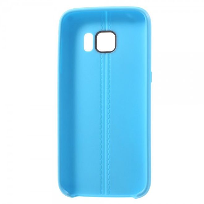 Samsung Galaxy S7 Elastische Plastik Cover Hülle mit langer Naht - blau