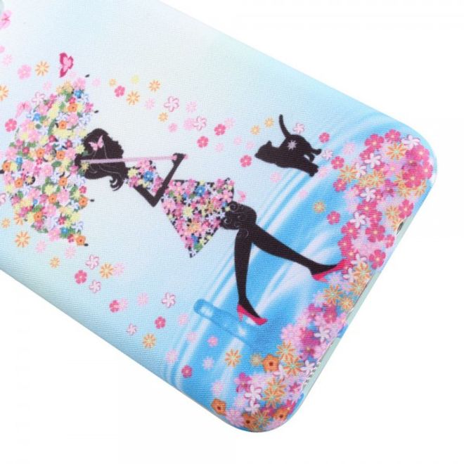 Samsung Galaxy S7 Elastische Silikon Case Hülle mit stoffartiger Oberfläche und Frau mit Schirm