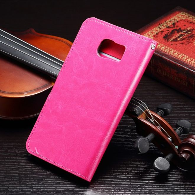 Samsung Galaxy S7 Elegante Crazy Horse Cover Handyhülle mit Kreditkartenslots - rosa