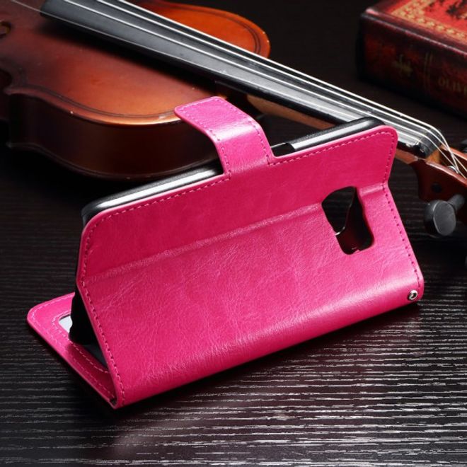Samsung Galaxy S7 Elegante Crazy Horse Cover Handyhülle mit Kreditkartenslots - rosa