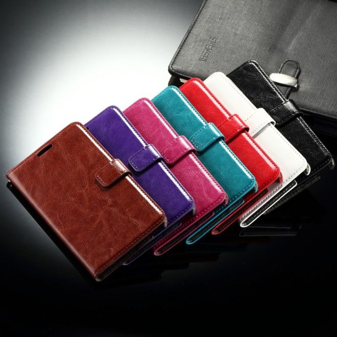 Samsung Galaxy S7 Elegante Crazy Horse Cover Handyhülle mit Kreditkartenslots - rosa