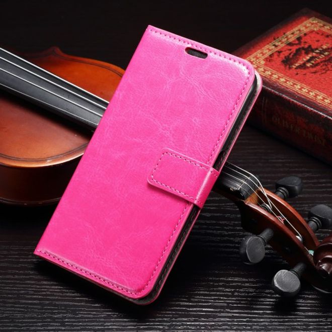 Samsung Galaxy S7 Elegante Crazy Horse Cover Handyhülle mit Kreditkartenslots - rosa