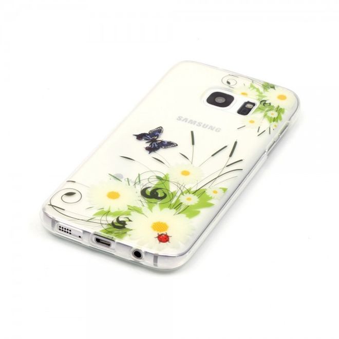 Samsung Galaxy S7 Handyhülle - TPU Soft Case - Gänseblümchen und Schmetterlinge