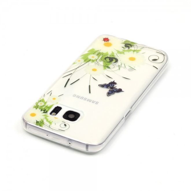 Samsung Galaxy S7 Handyhülle - TPU Soft Case - Gänseblümchen und Schmetterlinge