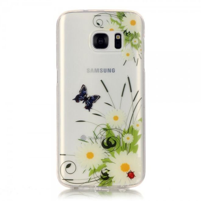 Samsung Galaxy S7 Handyhülle - TPU Soft Case - Gänseblümchen und Schmetterlinge