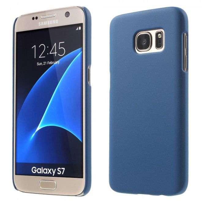 Samsung Galaxy S7 Hart Plastik Case Handyhülle mit sandartiger Oberfläche - dunkelblau