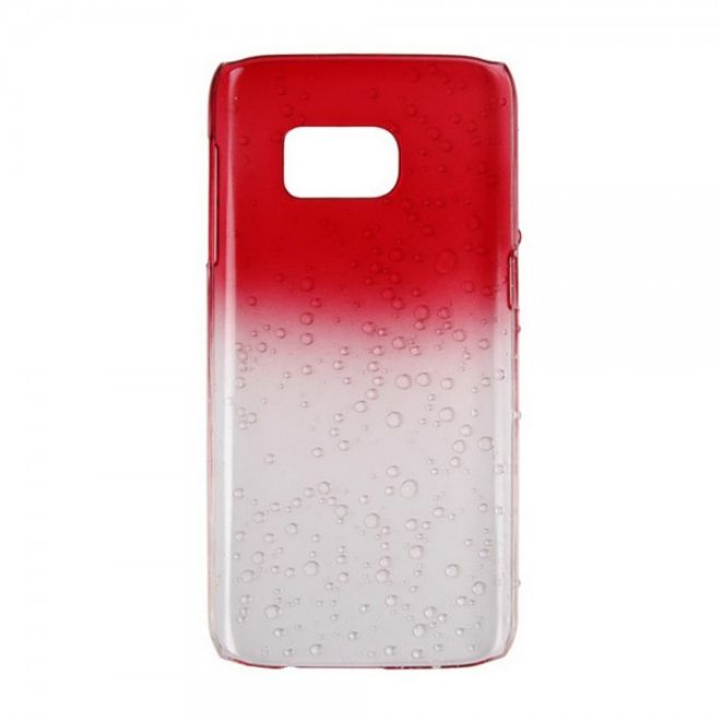 Samsung Galaxy S7 Hart Plastik Case Hülle mit Farbverlauf und Regentropfen - rot