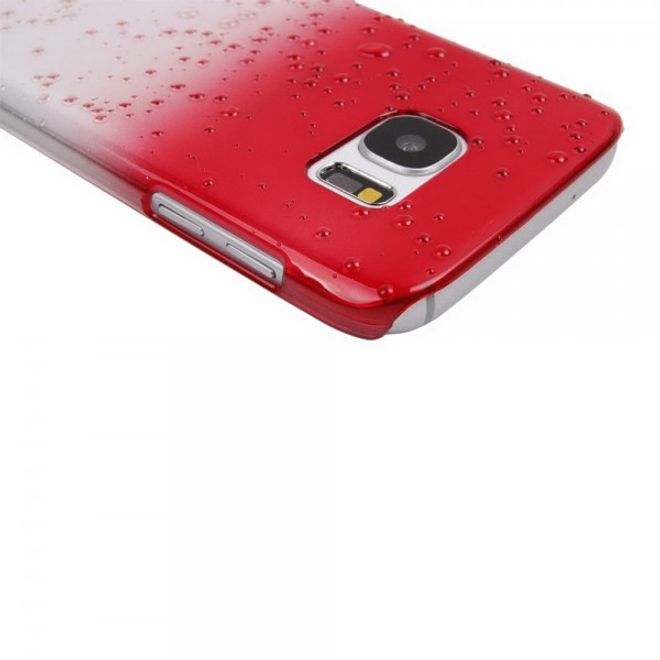 Samsung Galaxy S7 Hart Plastik Case Hülle mit Farbverlauf und Regentropfen - rot