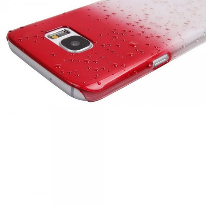 Samsung Galaxy S7 Hart Plastik Case Hülle mit Farbverlauf und Regentropfen - rot