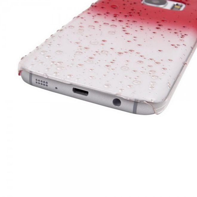 Samsung Galaxy S7 Hart Plastik Case Hülle mit Farbverlauf und Regentropfen - rot
