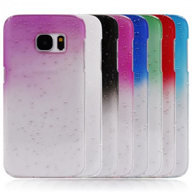 Samsung Galaxy S7 Hart Plastik Case Hülle mit Farbverlauf und Regentropfen - rot