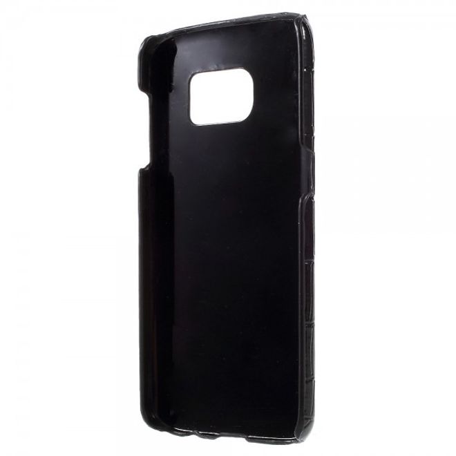 Samsung Galaxy S7 Hart Plastik Case Hülle mit lederartiger Oberfläche und Krokodilmuster - schwarz