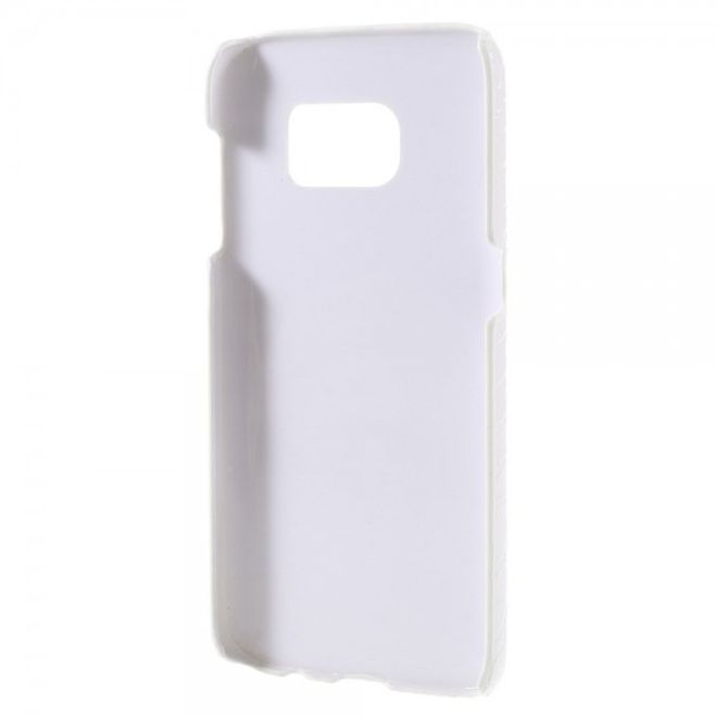 Samsung Galaxy S7 Hart Plastik Case Hülle mit lederartiger Oberfläche und Krokodilmuster - weiss