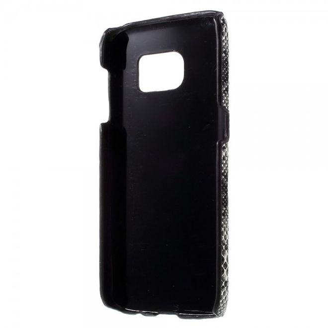 Samsung Galaxy S7 Hart Plastik Case Hülle mit lederartiger Oberfläche und Schlangenmuster - schwarz