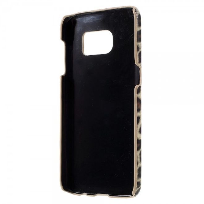 Samsung Galaxy S7 Hart Plastik Case Hülle mit lederartiger Oberfläche und Leopardmuster - braun