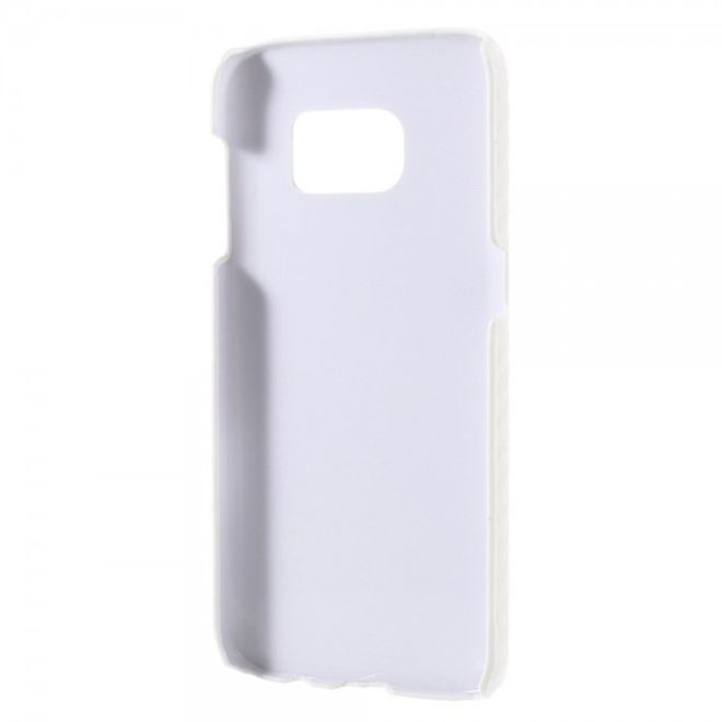 Samsung Galaxy S7 Hart Plastik Case Hülle mit lederartiger Oberfläche und Karbonmuster - weiss