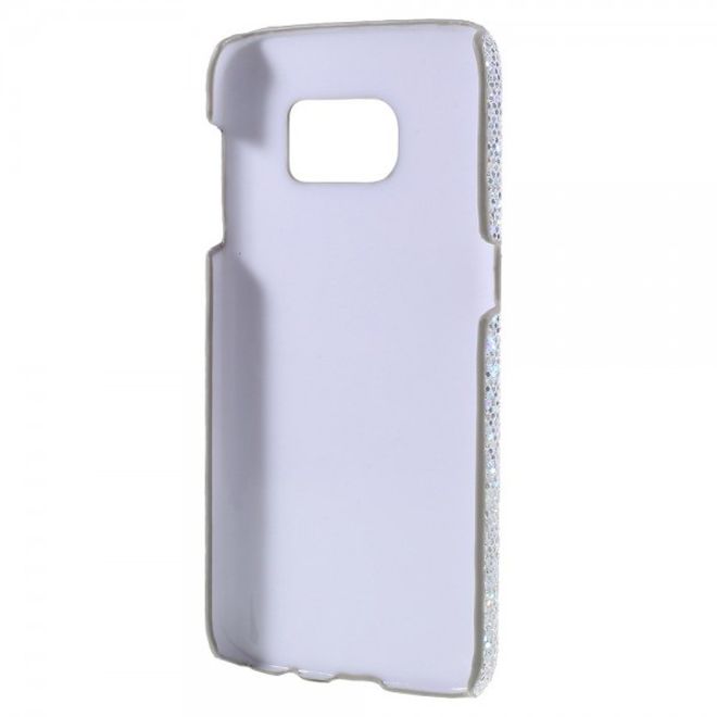 Samsung Galaxy S7 Hart Plastik Case Hülle mit lederartiger und glitzernder Oberfläche - weiss