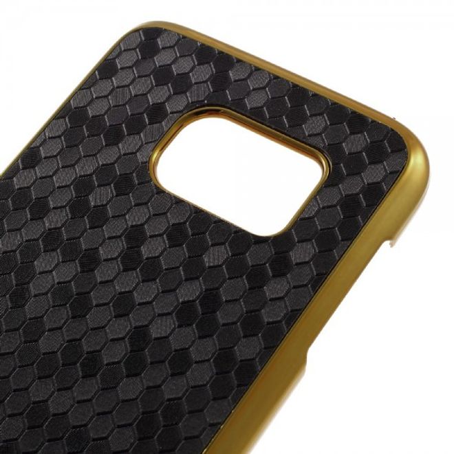 Samsung Galaxy S7 Hart Plastik Case Hülle mit lederartiger Oberfläche und Fussballmuster - schwarz
