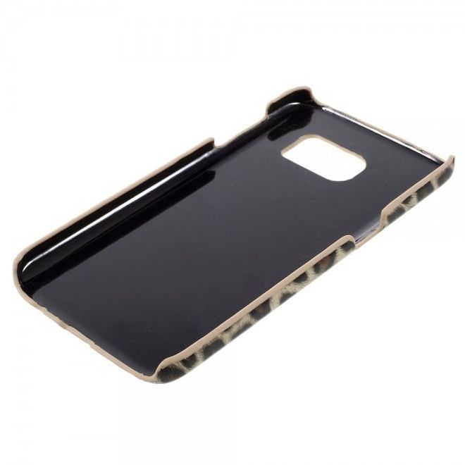 Samsung Galaxy S7 Hart Plastik Case Hülle mit lederartiger Oberfläche und Leopardmuster - braun