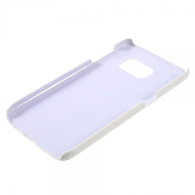 Samsung Galaxy S7 Hart Plastik Case Hülle mit lederartiger Oberfläche und Karbonmuster - weiss