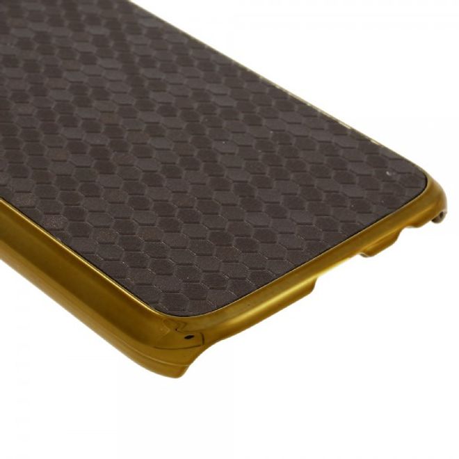 Samsung Galaxy S7 Hart Plastik Case Hülle mit lederartiger Oberfläche und Fussballmuster - kaffeefarben