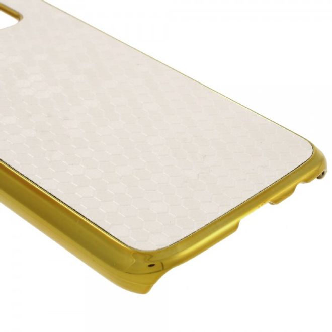 Samsung Galaxy S7 Hart Plastik Case Hülle mit lederartiger Oberfläche und Fussballmuster - weiss