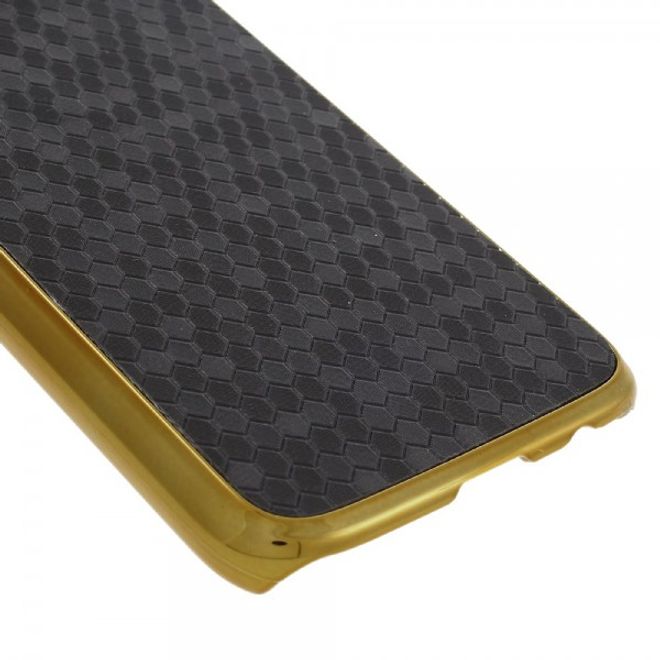 Samsung Galaxy S7 Hart Plastik Case Hülle mit lederartiger Oberfläche und Fussballmuster - schwarz