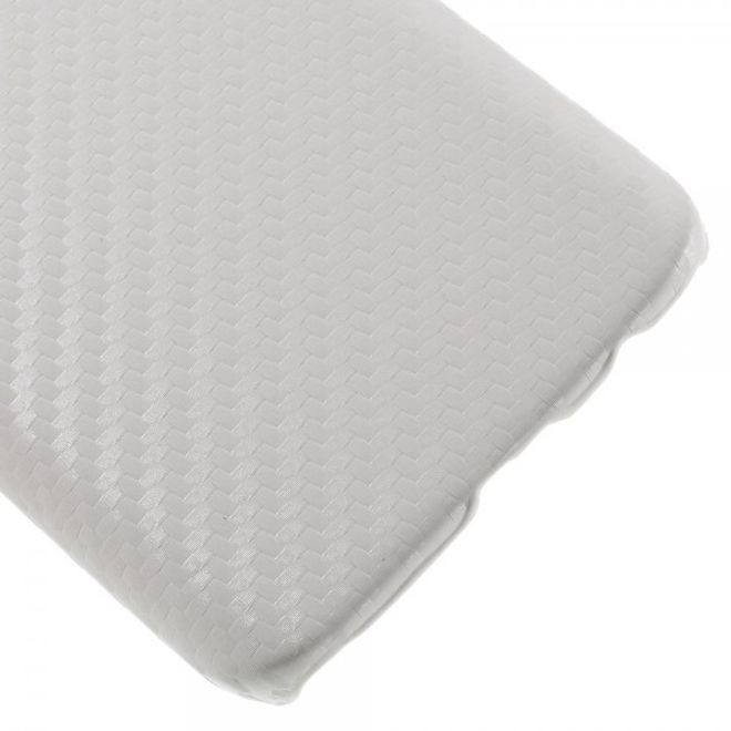 Samsung Galaxy S7 Hart Plastik Case Hülle mit lederartiger Oberfläche und Karbonmuster - weiss