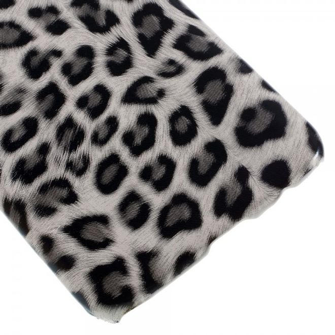 Samsung Galaxy S7 Hart Plastik Case Hülle mit lederartiger Oberfläche und Leopardmuster - weiss