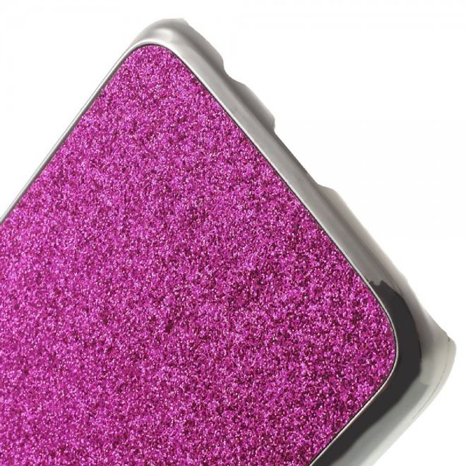 Samsung Galaxy S7 Hart Plastik Case Hülle mit lederartiger Oberfläche und Glitzerstaub - rosa