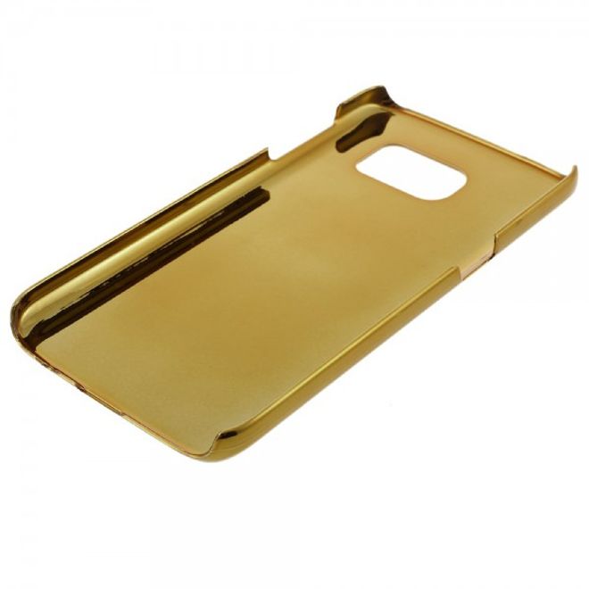 Samsung Galaxy S7 Hart Plastik Case Hülle mit lederartiger Oberfläche und Fussballmuster - kaffeefarben