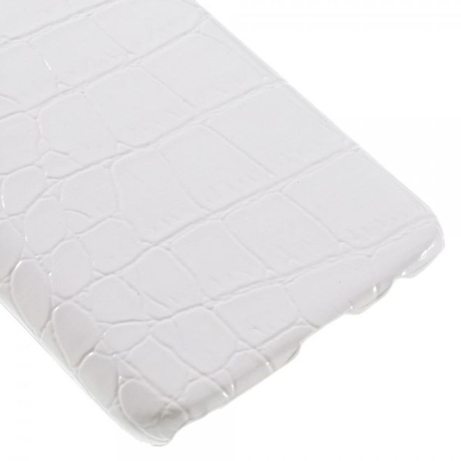 Samsung Galaxy S7 Hart Plastik Case Hülle mit lederartiger Oberfläche und Krokodilmuster - weiss