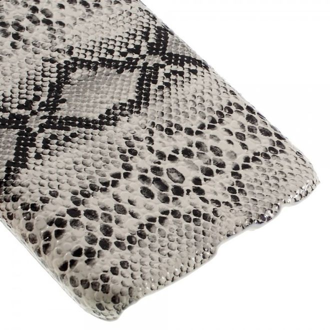 Samsung Galaxy S7 Hart Plastik Case Hülle mit lederartiger Oberfläche und Schlangenmuster - weiss