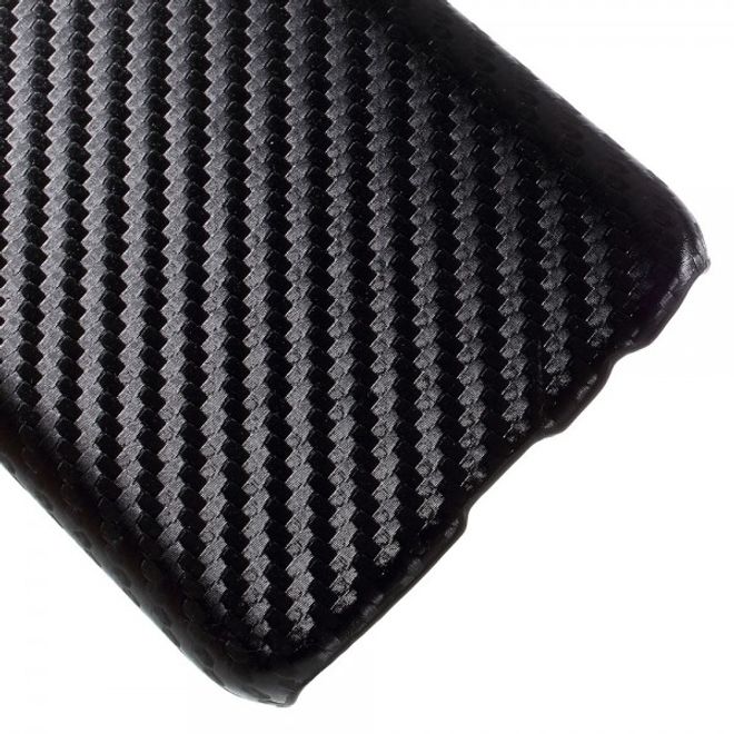 Samsung Galaxy S7 Hart Plastik Case Hülle mit lederartiger Oberfläche und Karbonmuster - schwarz