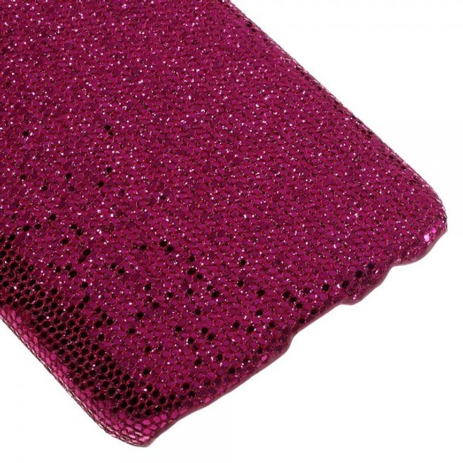 Samsung Galaxy S7 Hart Plastik Case Hülle mit lederartiger und glitzernder Oberfläche - rosa