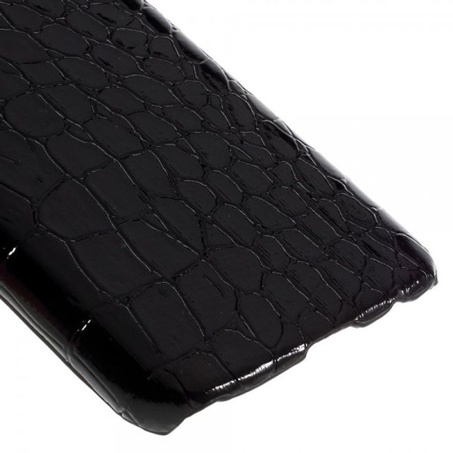 Samsung Galaxy S7 Hart Plastik Case Hülle mit lederartiger Oberfläche und Krokodilmuster - schwarz