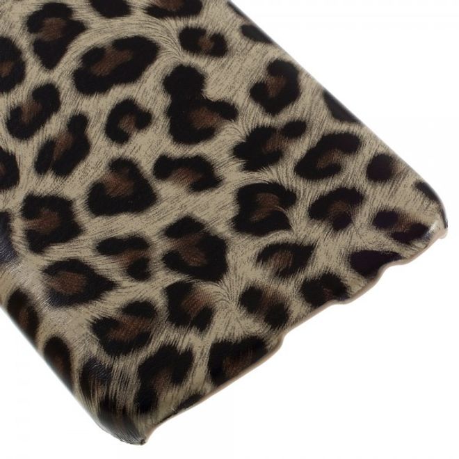 Samsung Galaxy S7 Hart Plastik Case Hülle mit lederartiger Oberfläche und Leopardmuster - braun