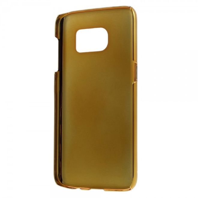 Samsung Galaxy S7 Hart Plastik Case mit lederartiger Oberfläche und Litchitextur - gold/schwarz