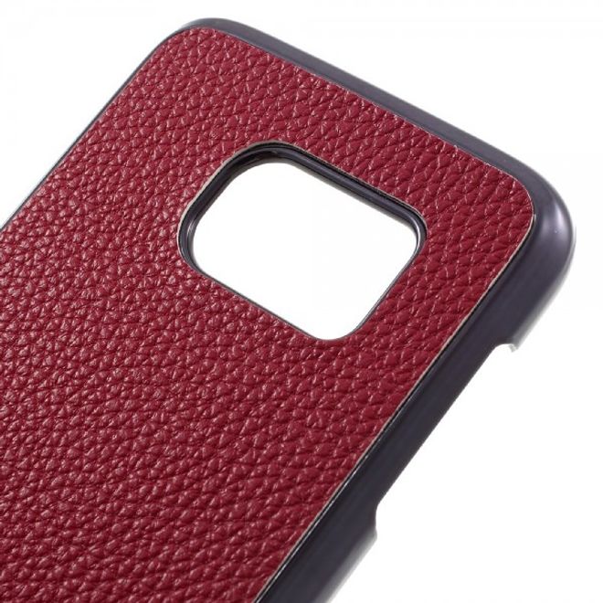 Samsung Galaxy S7 Hart Plastik Case mit lederartiger Oberfläche und Litchitextur - rot