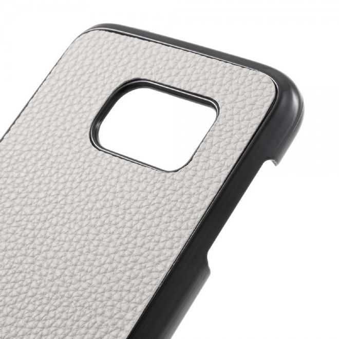Samsung Galaxy S7 Hart Plastik Case mit lederartiger Oberfläche und Litchitextur - weiss