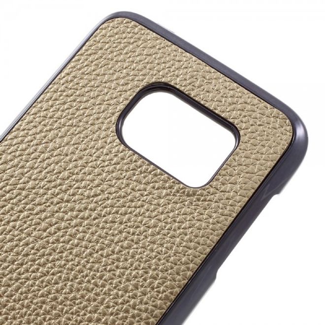 Samsung Galaxy S7 Hart Plastik Case mit lederartiger Oberfläche und Litchitextur - champagnerfarben
