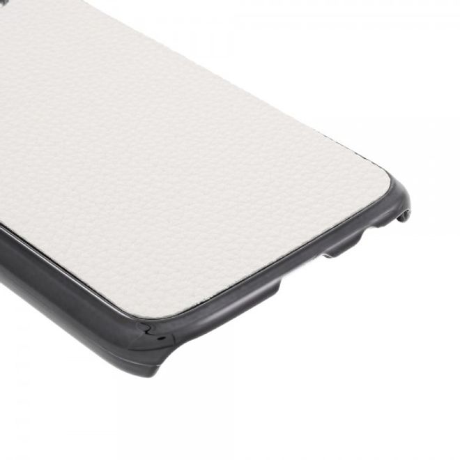 Samsung Galaxy S7 Hart Plastik Case mit lederartiger Oberfläche und Litchitextur - weiss