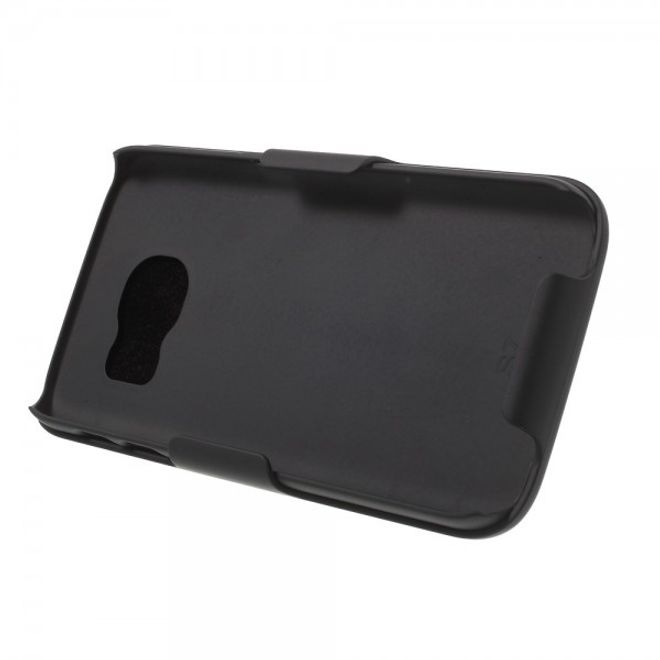 Samsung Galaxy S7 Hart Plastik Case mit Linienmuster und Gurthalterung - schwarz