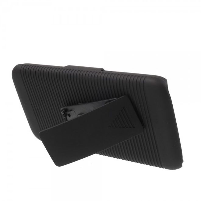 Samsung Galaxy S7 Hart Plastik Case mit Linienmuster und Gurthalterung - schwarz