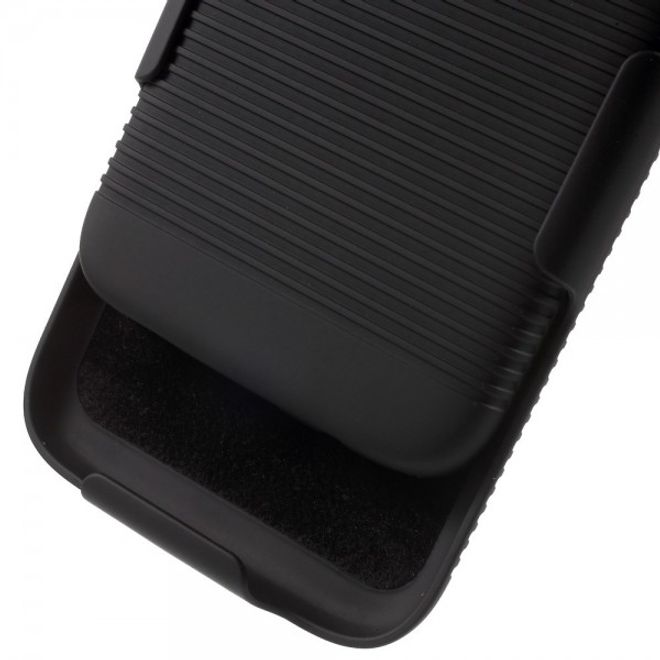 Samsung Galaxy S7 Hart Plastik Case mit Linienmuster und Gurthalterung - schwarz