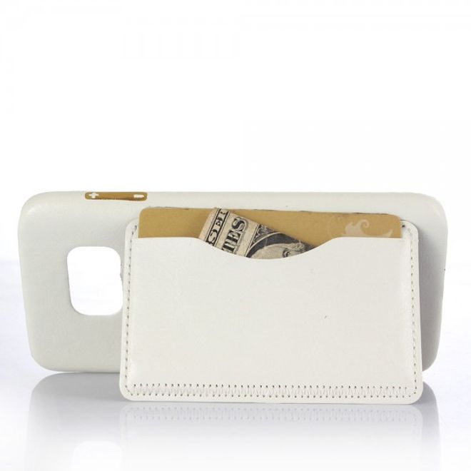 Samsung Galaxy S7 Hart Plastik Cover Hülle im Retro Look und Kickstand - weiss