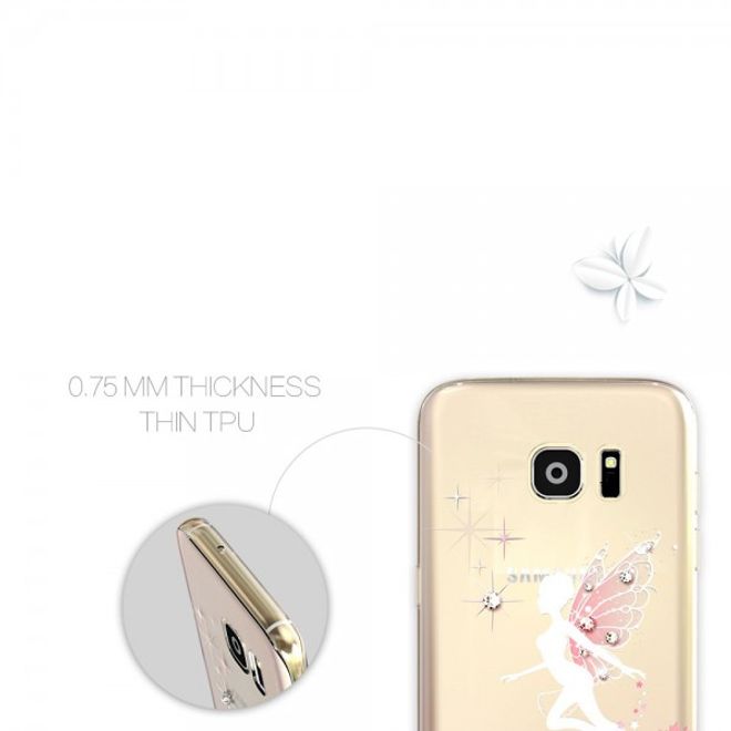 Kingxbar - Samsung Galaxy S7 Elastische Plastik Case Hülle mit Swarovski Elementen und Zauberfee - purpur