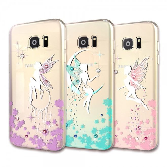 Kingxbar - Samsung Galaxy S7 Elastische Plastik Case Hülle mit Swarovski Elementen und Zauberfee - purpur