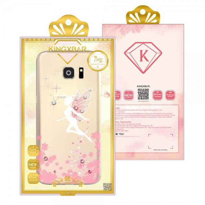 Kingxbar - Samsung Galaxy S7 Elastische Plastik Case Hülle mit Swarovski Elementen und Zauberfee - purpur